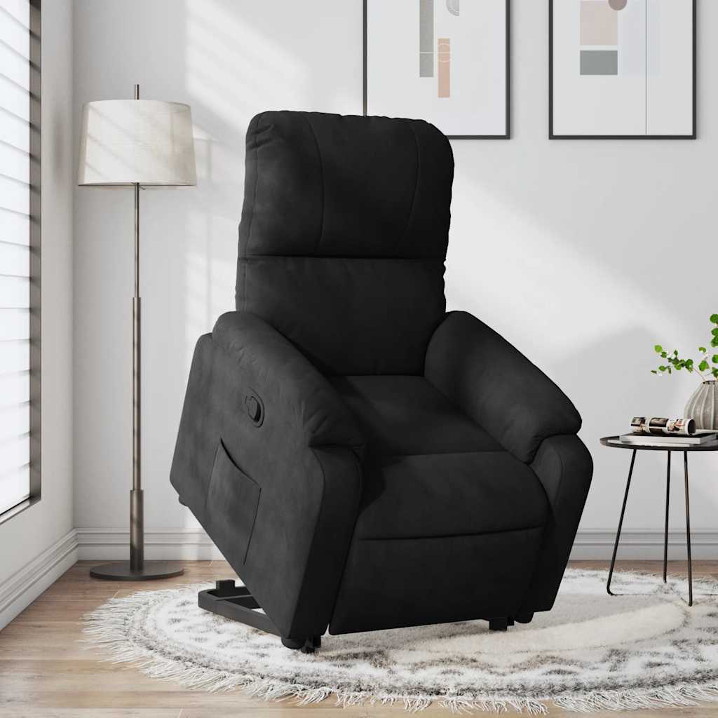 vidaXL Relaxsessel mit Aufstehhilfe Schwarz Mikrofasergewebe