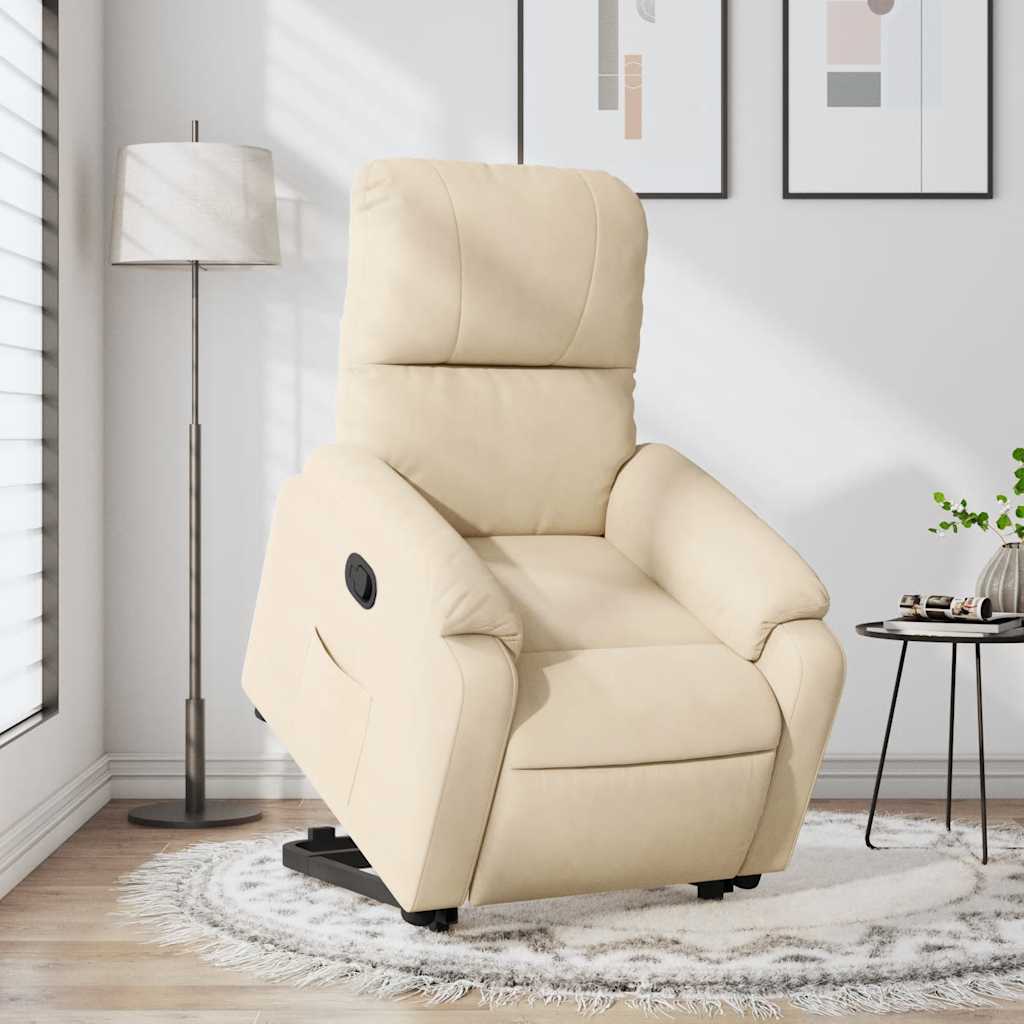vidaXL Relaxsessel mit Aufstehhilfe Creme Mikrofasergewebe