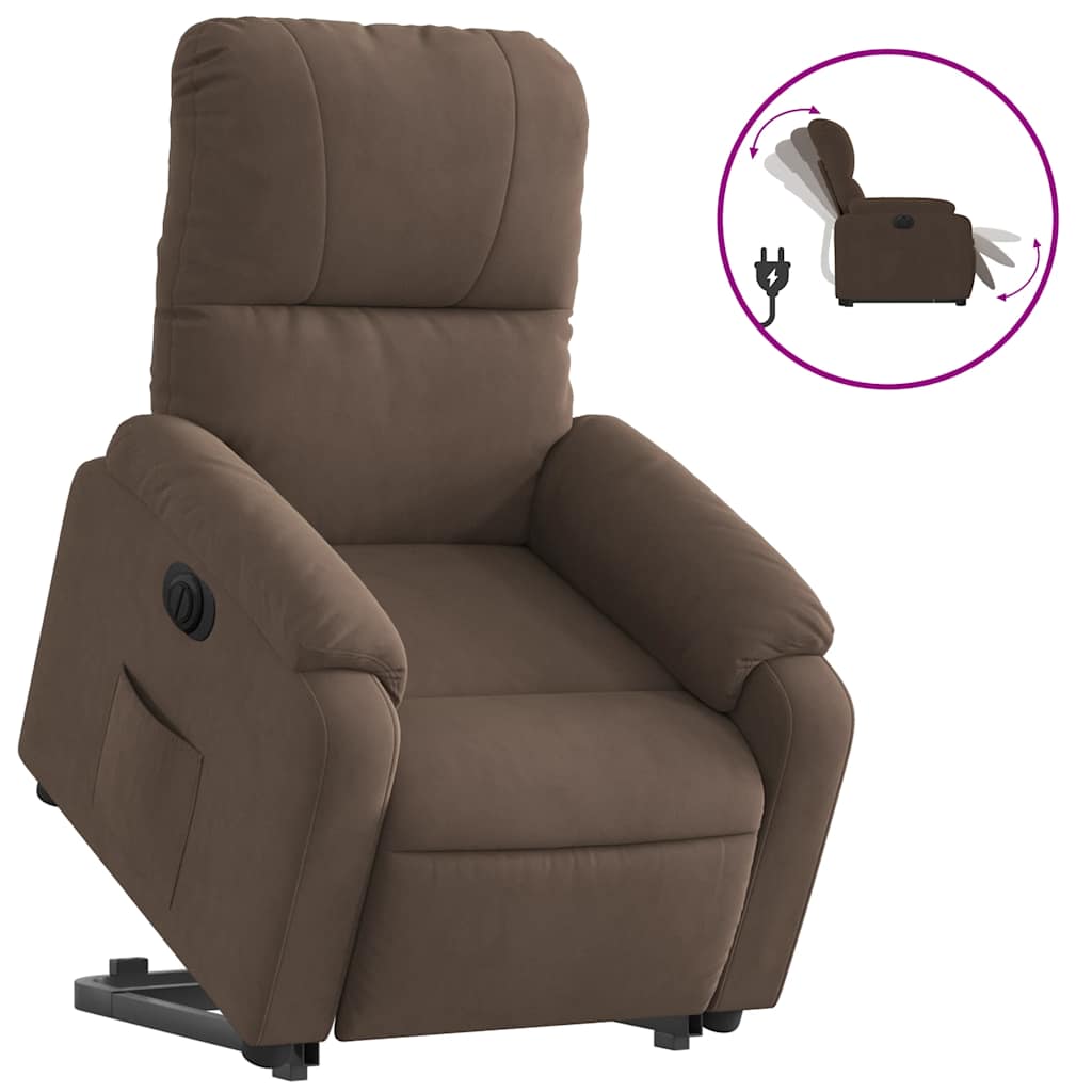 vidaXL Relaxsessel mit Aufstehhilfe Elektrisch Braun Mikrofasergewebe