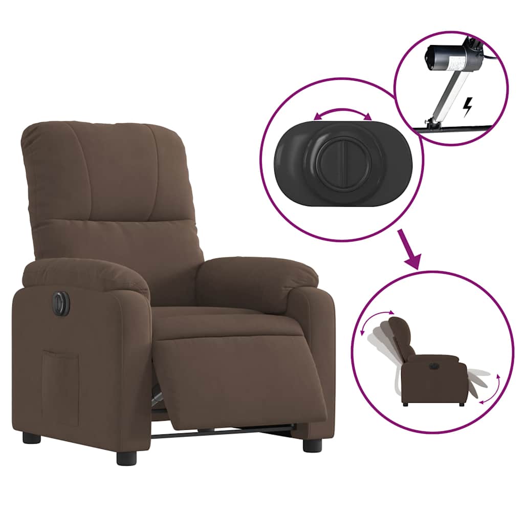 vidaXL Relaxsessel mit Aufstehhilfe Elektrisch Braun Mikrofasergewebe