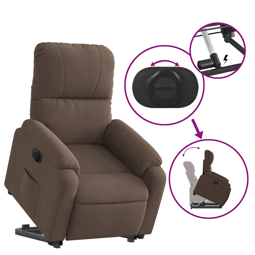 vidaXL Relaxsessel mit Aufstehhilfe Elektrisch Braun Mikrofasergewebe