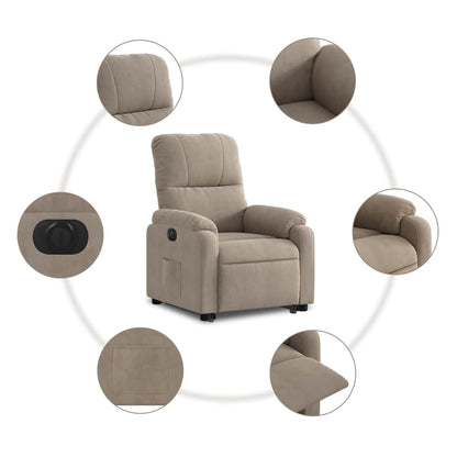 Fauteuil relax électrique inclinable et releveur taupe en tissu microfibre vidaXL