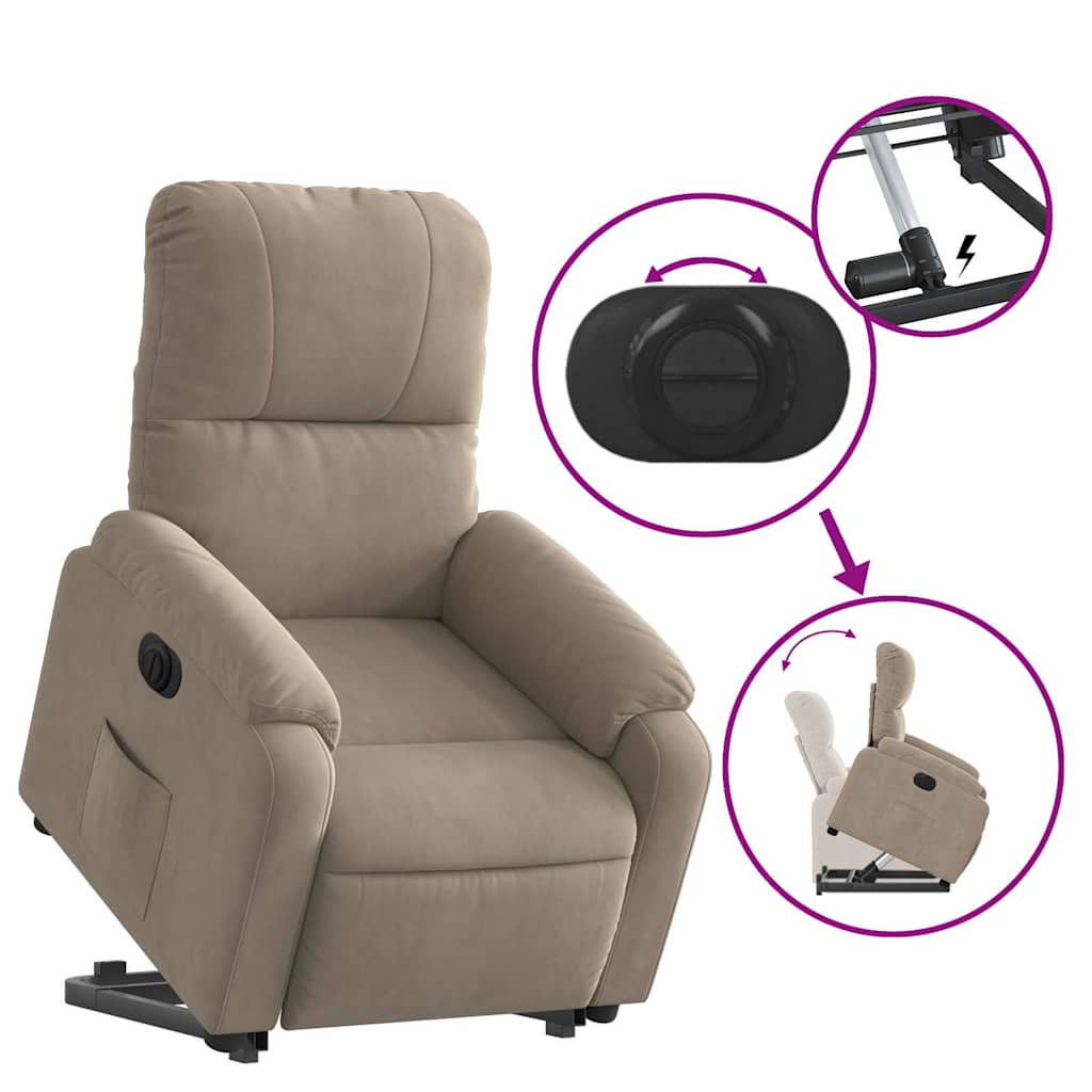 Fauteuil relax électrique inclinable et releveur taupe en tissu microfibre vidaXL