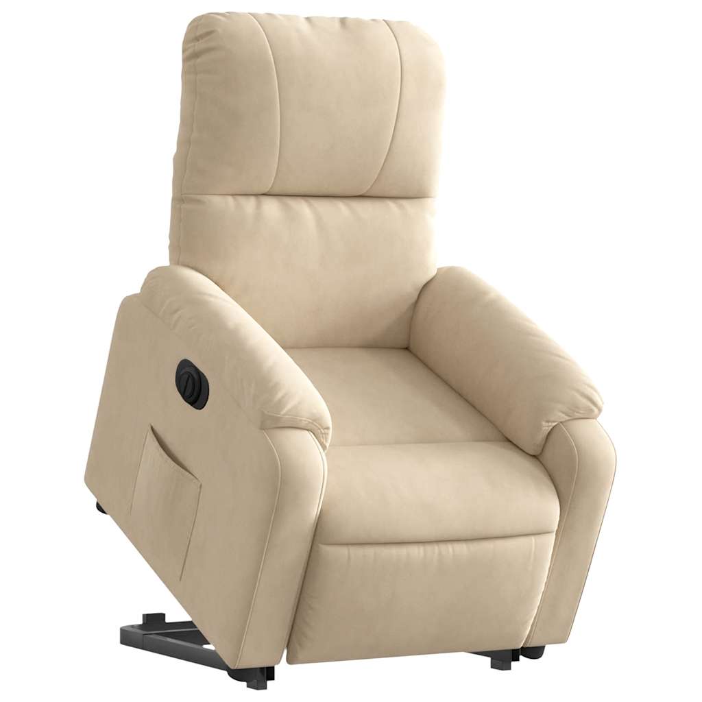 vidaXL Relaxsessel mit Aufstehhilfe Elektrisch Creme Mikrofasergewebe