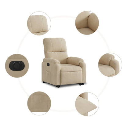 vidaXL Relaxsessel mit Aufstehhilfe Elektrisch Creme Mikrofasergewebe