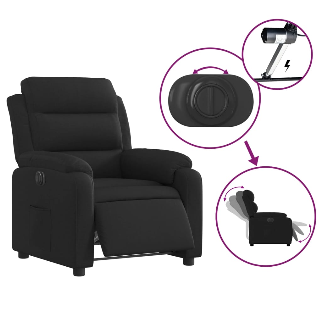 vidaXL Fauteuil relax électrique noir en tissu