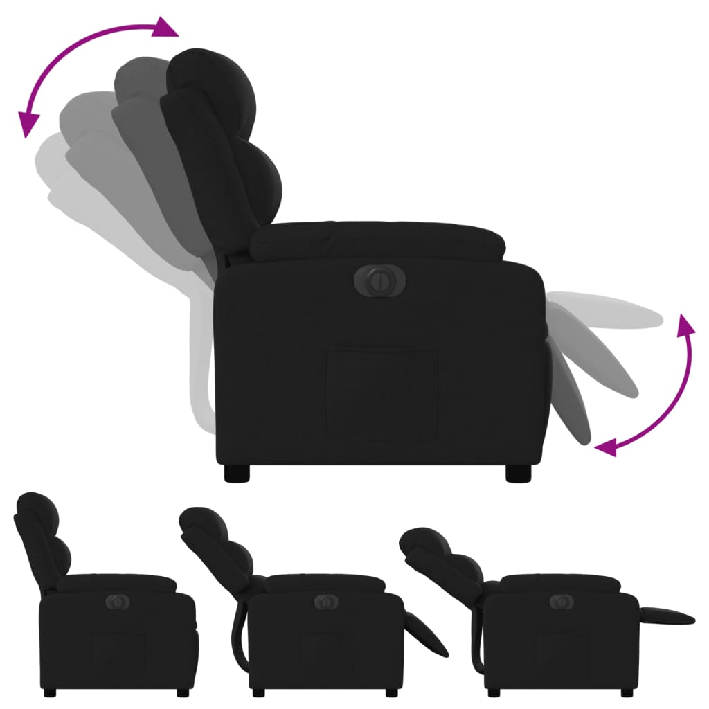 vidaXL Fauteuil relax électrique noir en tissu