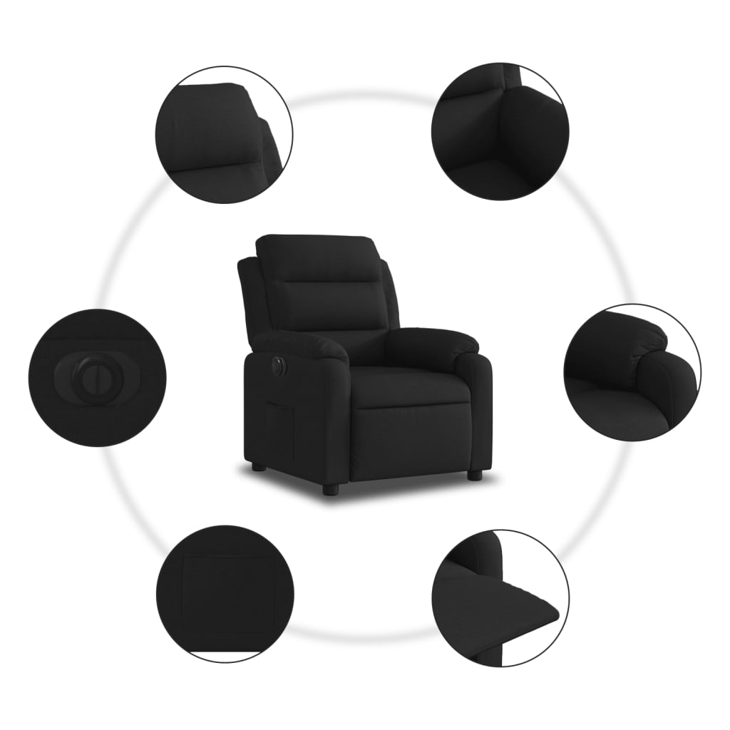 vidaXL Fauteuil relax électrique noir en tissu
