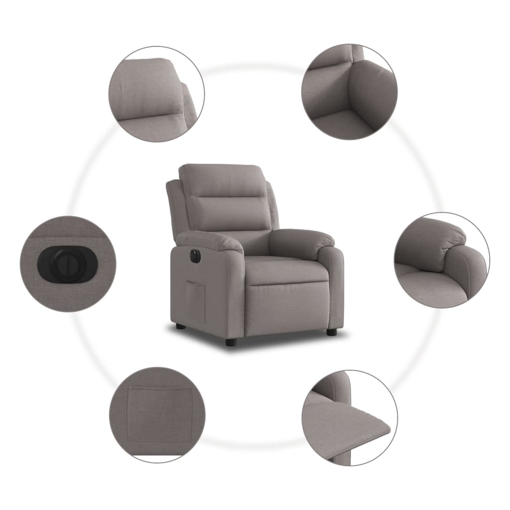 vidaXL Relaxsessel Elektrisch Taupe Stoff