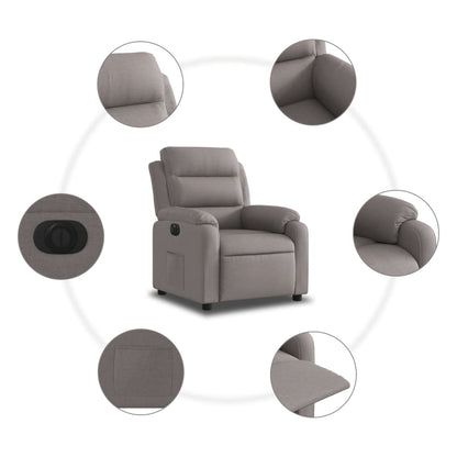 vidaXL Relaxsessel Elektrisch Taupe Stoff