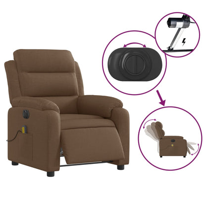 vidaXL Massagesessel Elektrisch Braun Stoff