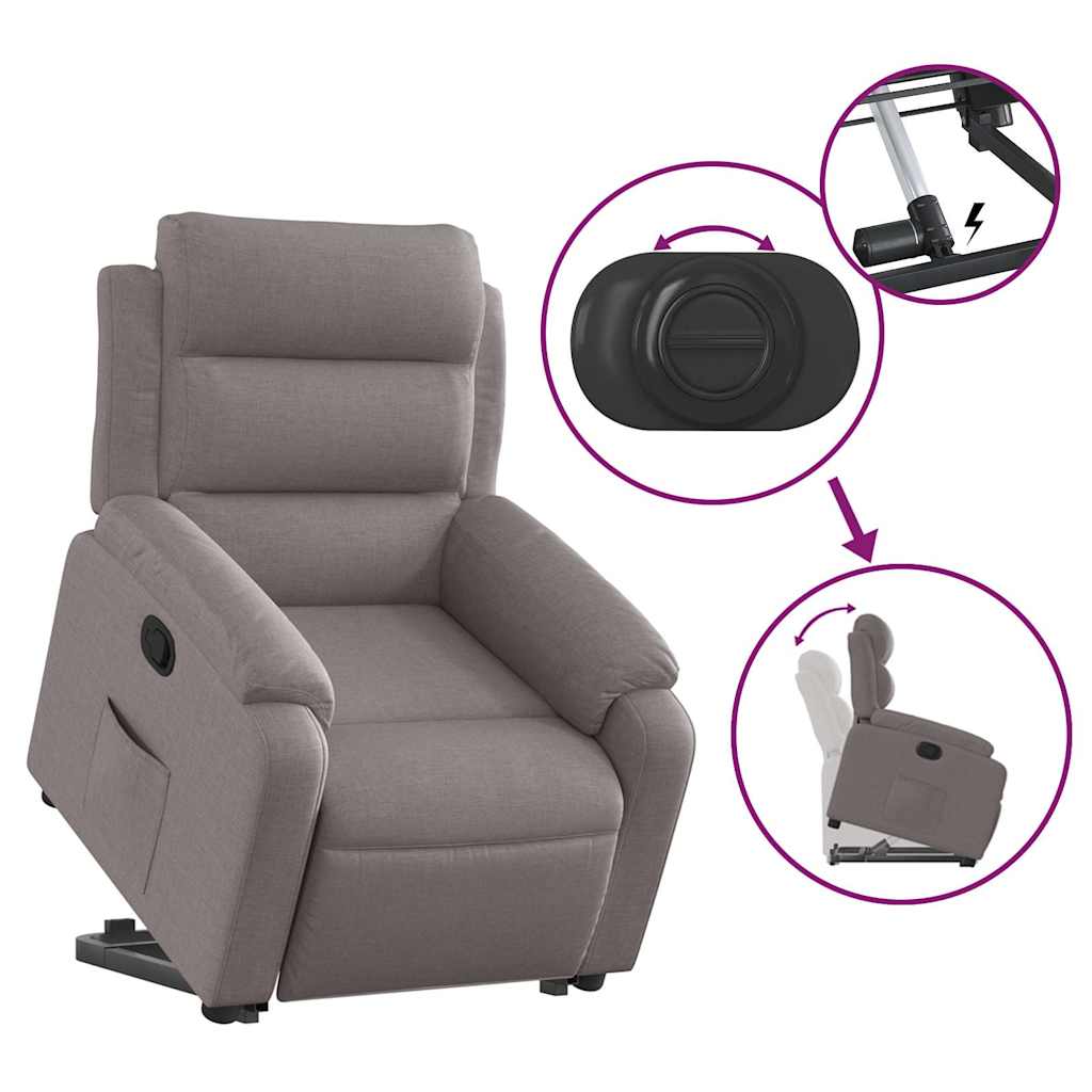 vidaXL Relaxsessel mit Aufstehhilfe Taupe Stoff