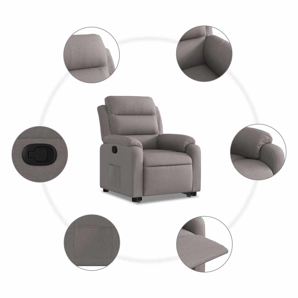 vidaXL Relaxsessel mit Aufstehhilfe Taupe Stoff