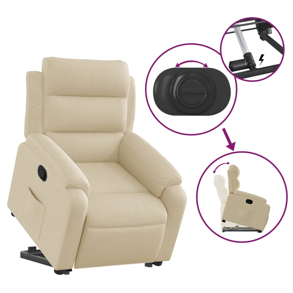 vidaXL Relaxsessel mit Aufstehhilfe Creme Stoff