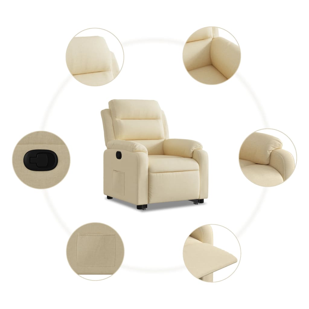 vidaXL Relaxsessel mit Aufstehhilfe Creme Stoff