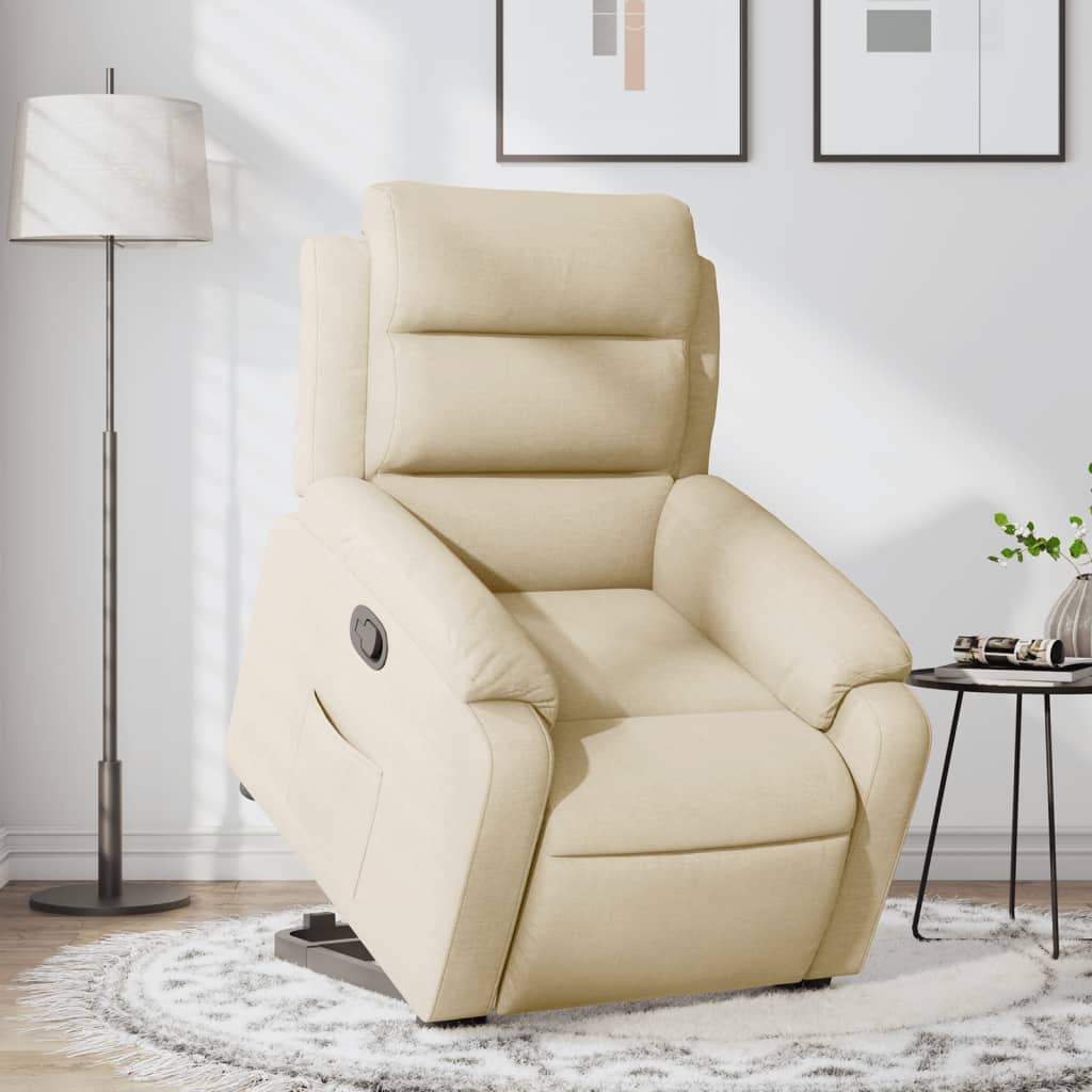 vidaXL Relaxsessel mit Aufstehhilfe Creme Stoff