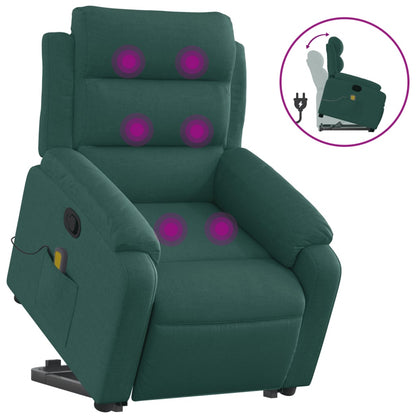 vidaXL Massagesessel mit Aufstehhilfe Dunkelgrün Stoff