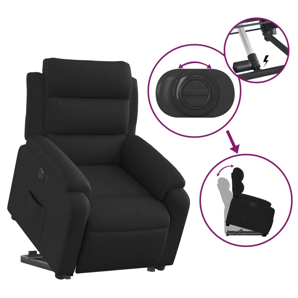 vidaXL Relaxsessel mit Aufstehhilfe Elektrisch Schwarz Stoff