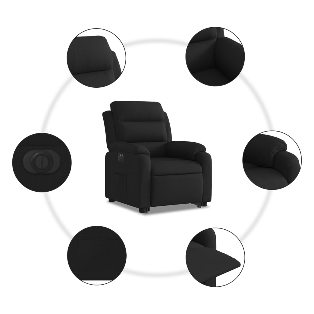 vidaXL Relaxsessel mit Aufstehhilfe Elektrisch Schwarz Stoff