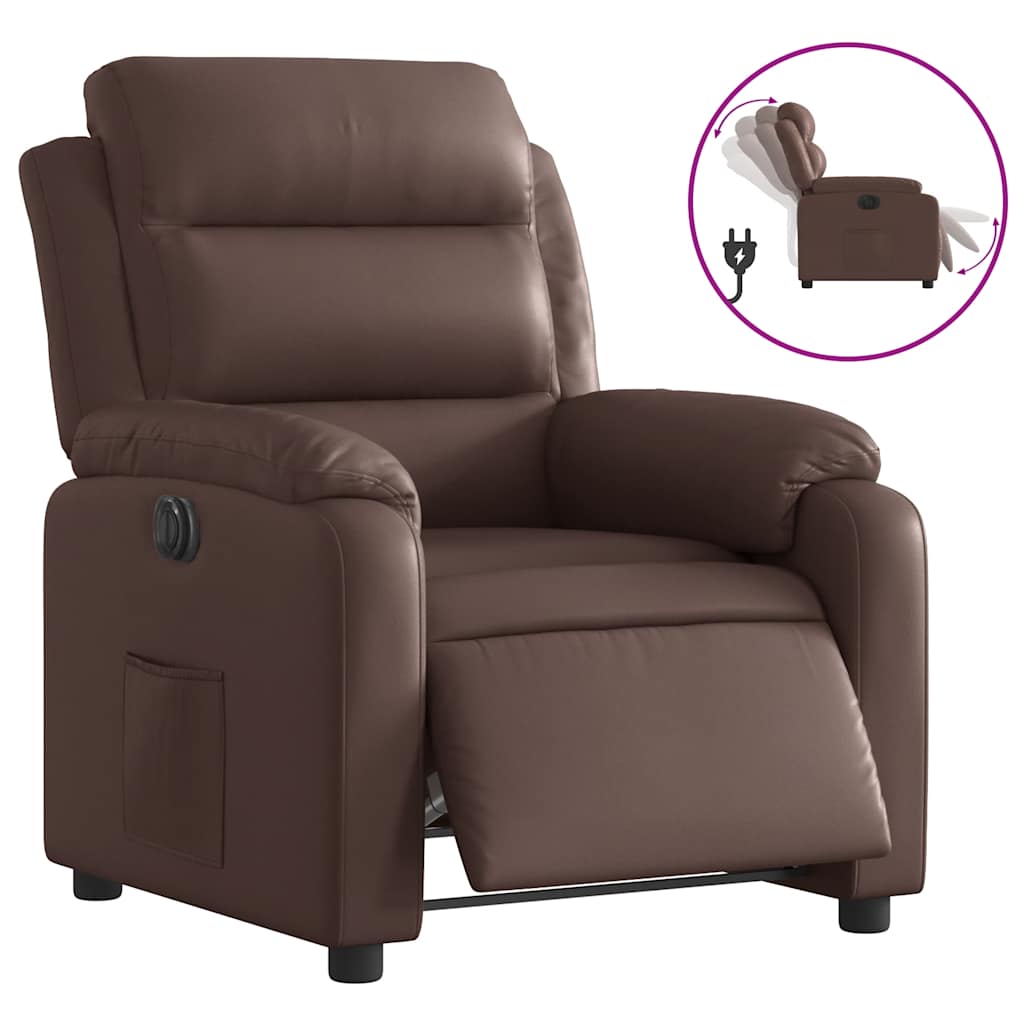 vidaXL Elektrischer Relaxsessel Braun Kunstleder