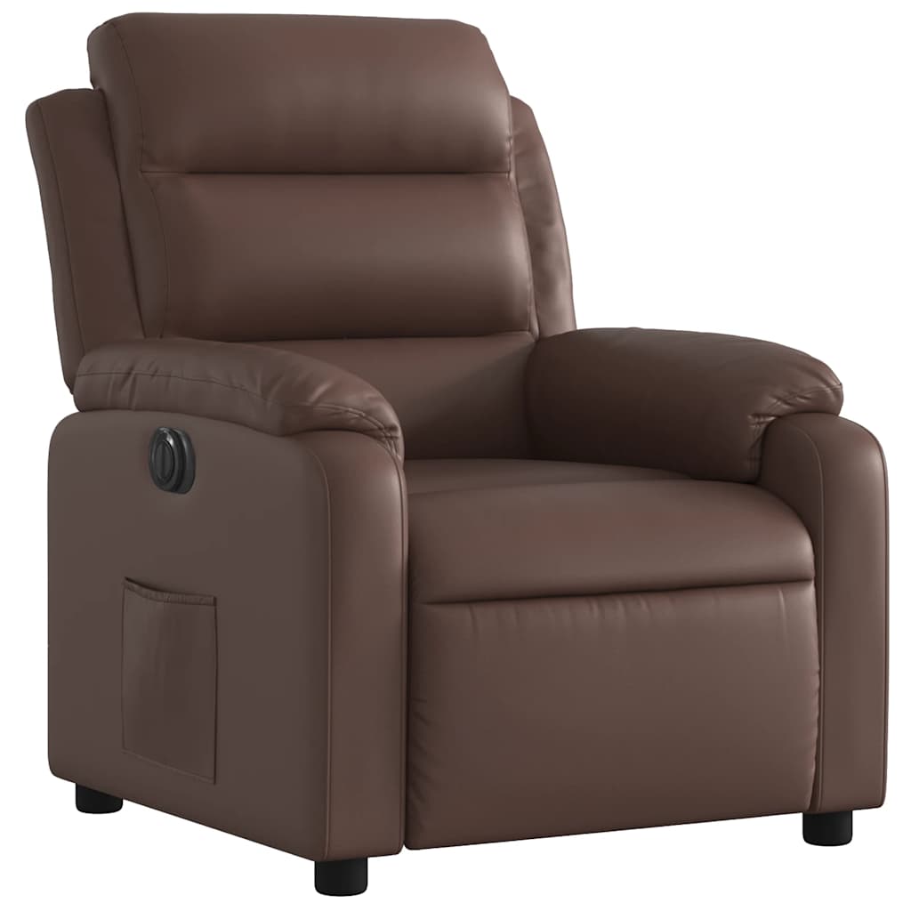 vidaXL Elektrischer Relaxsessel Braun Kunstleder