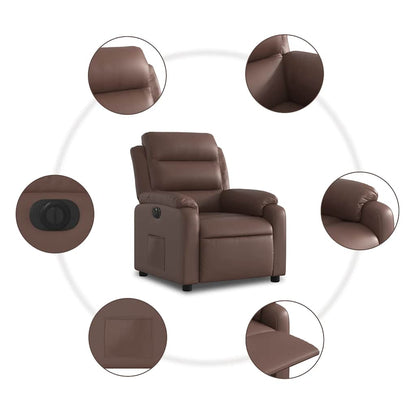 vidaXL Elektrischer Relaxsessel Braun Kunstleder