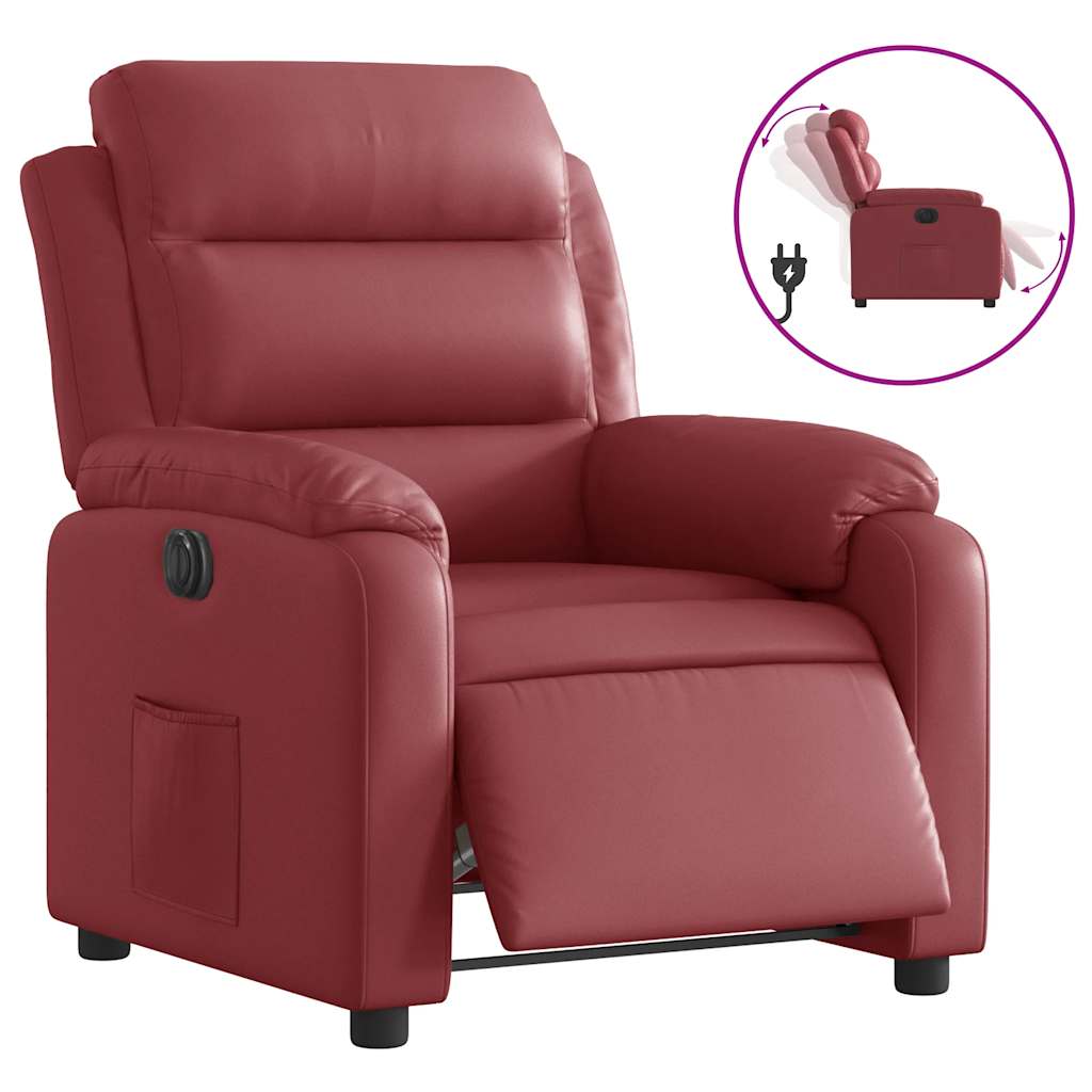 vidaXL Relaxsessel Elektrisch Weinrot Kunstleder
