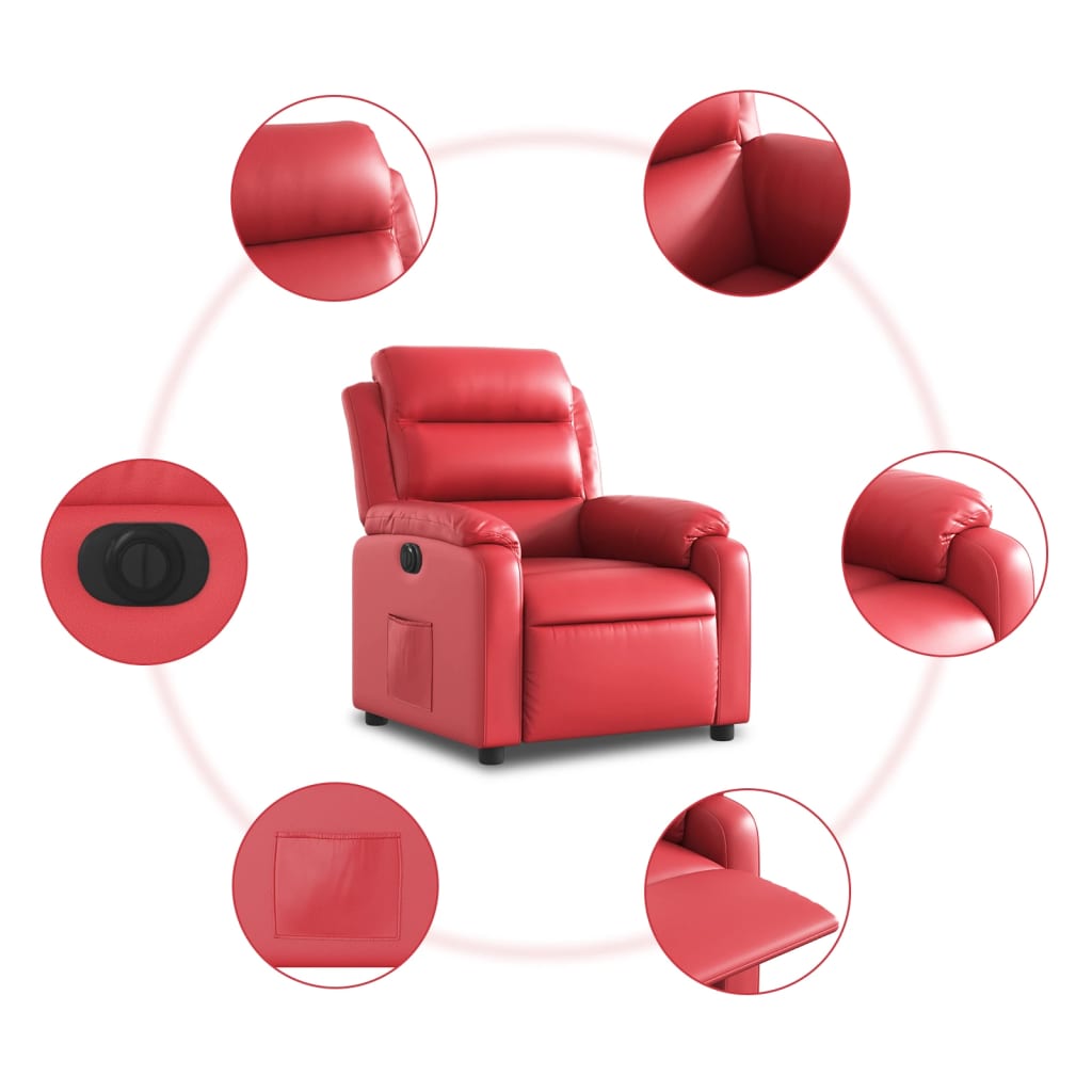 vidaXL Relaxsessel Elektrisch Rot Kunstleder