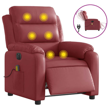 vidaXL Fauteuil de massage électrique rouge vin similicuir