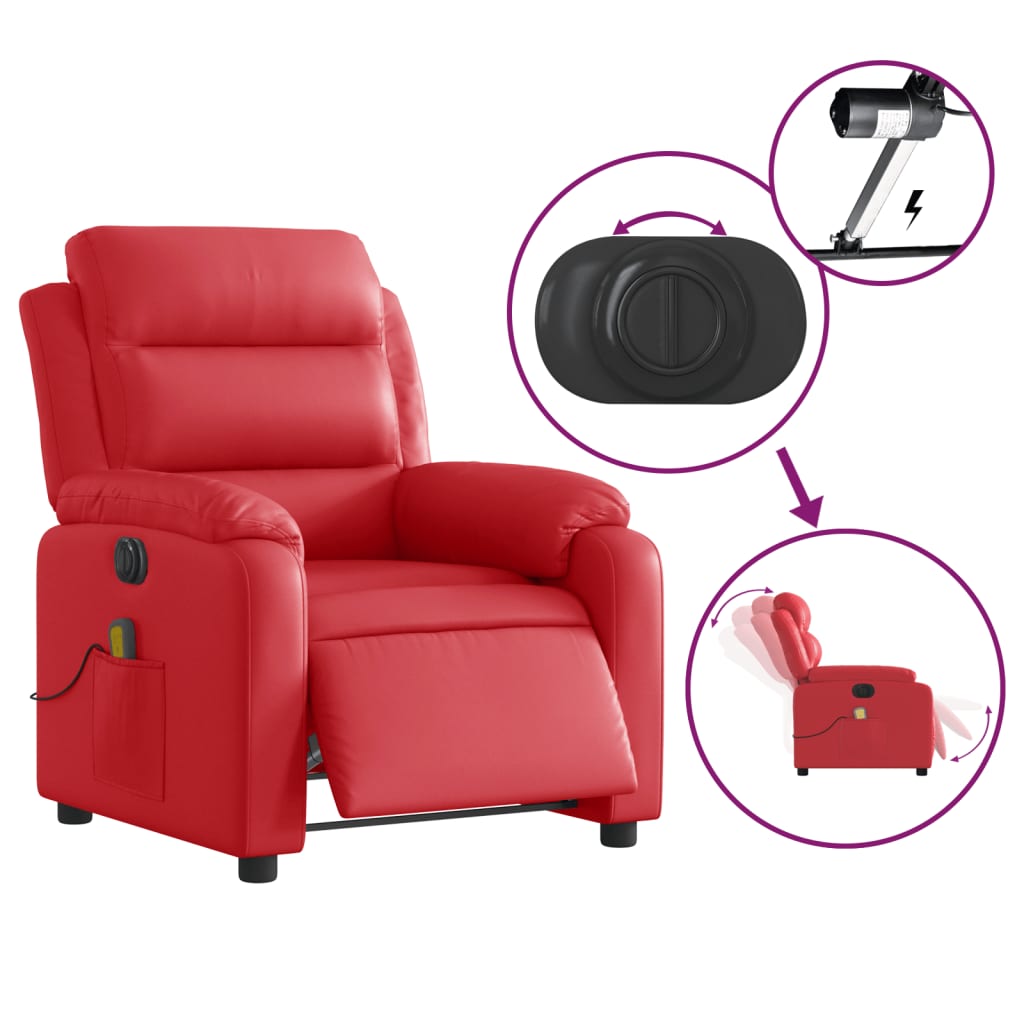 vidaXL Massagesessel Elektrisch Rot Kunstleder