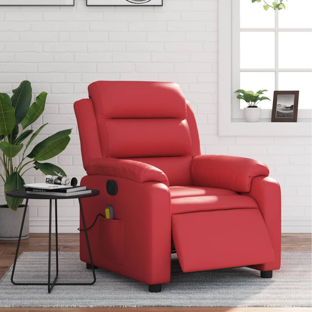 vidaXL Massagesessel Elektrisch Rot Kunstleder