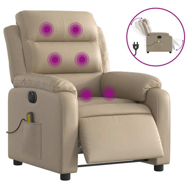 vidaXL Fauteuil de massage électrique cappuccino-marron en similicuir