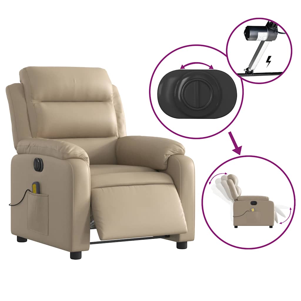 vidaXL Massagesessel Elektrisch Cappuccino-Braun Kunstleder