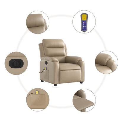 vidaXL Massagesessel Elektrisch Cappuccino-Braun Kunstleder