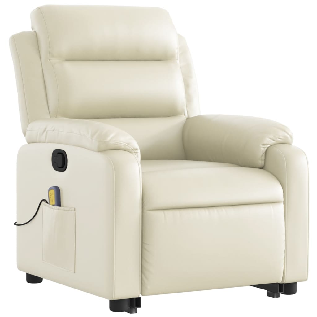 vidaXL Massagesessel mit Aufstehhilfe Creme Kunstleder
