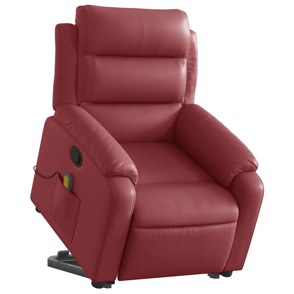 vidaXL Fauteuil de massage inclinable avec fonction de levage Similicuir Rouge bordeaux