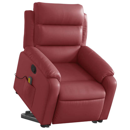 vidaXL Fauteuil de massage inclinable avec fonction de levage Similicuir Rouge bordeaux