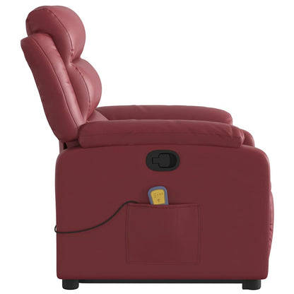 vidaXL Fauteuil de massage inclinable avec fonction de levage Similicuir Rouge bordeaux