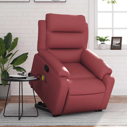 vidaXL Fauteuil de massage inclinable avec fonction de levage Similicuir Rouge bordeaux
