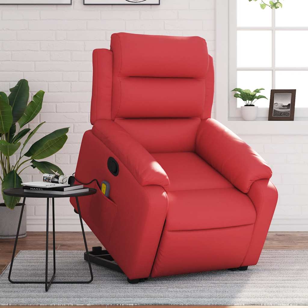vidaXL Massagesessel mit Aufstehhilfe Rot Kunstleder