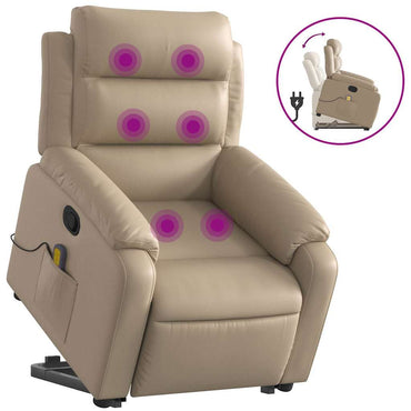 vidaXL Fauteuil de massage inclinable avec fonction de levage Cappuccino Similicuir