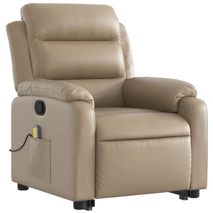 vidaXL Fauteuil de massage inclinable avec fonction de levage Cappuccino Similicuir