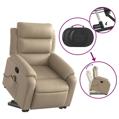 vidaXL Fauteuil de massage inclinable avec fonction de levage Cappuccino Similicuir