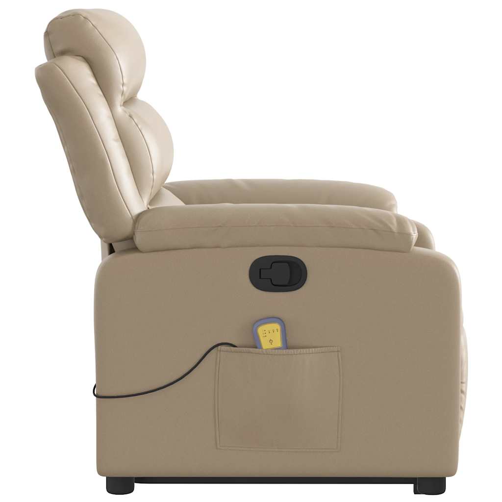 vidaXL Fauteuil de massage inclinable avec fonction de levage Cappuccino Similicuir