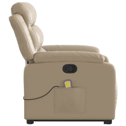 vidaXL Fauteuil de massage inclinable avec fonction de levage Cappuccino Similicuir