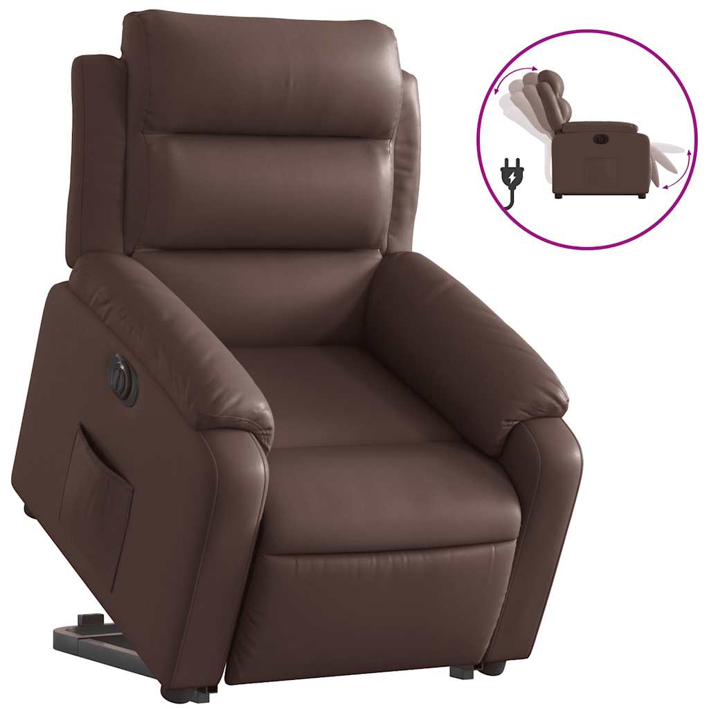 vidaXL Fauteuil inclinable électrique releveur marron similicuir