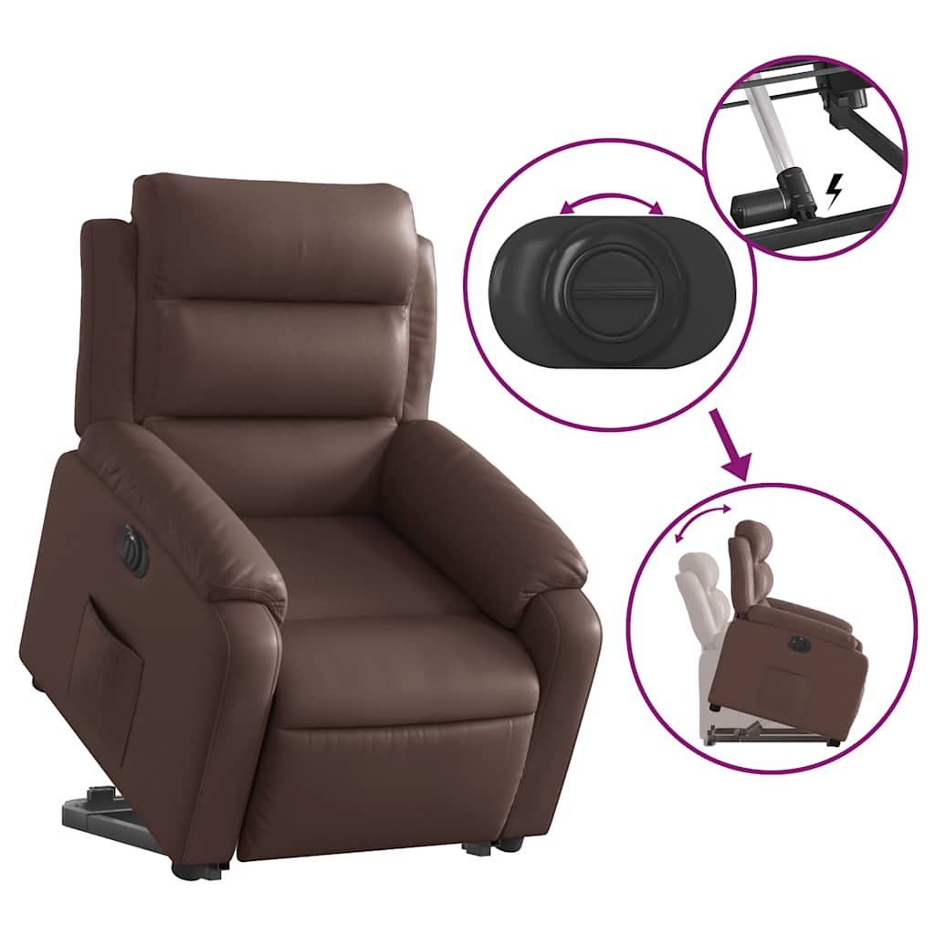 vidaXL Fauteuil inclinable électrique releveur marron similicuir