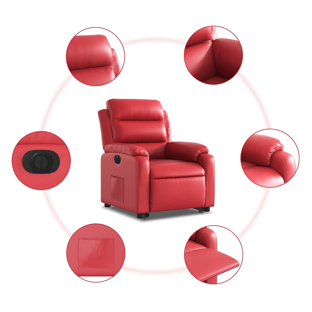 vidaXL Relaxsessel mit Aufstehhilfe Elektrisch Rot Kunstleder
