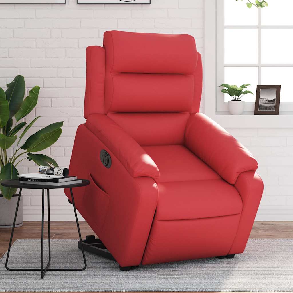 vidaXL Relaxsessel mit Aufstehhilfe Elektrisch Rot Kunstleder