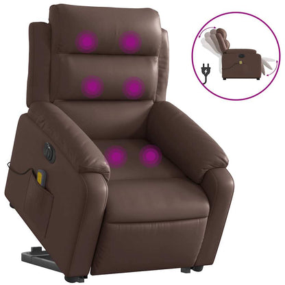 vidaXL Fauteuil de massage électrique releveur marron similicuir